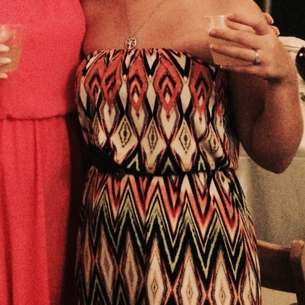 Geometric tribal strapless maxi dress S - Picture 3 of 3